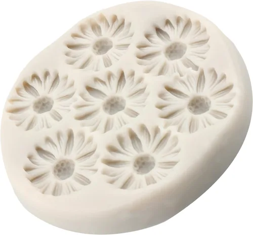 Vista 7 de Moldes de Silicona de Flores de Margarita Molde de Fondant de Flor de Crisantemo Para Decoración de Pasteles Adornos de Cupcakes Dulces Chocolate