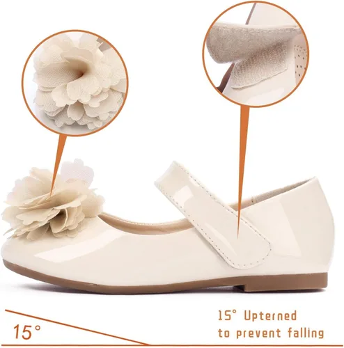Vista 3 de ADAMUMU Zapatos de vestir para niña de las flores, zapatos para desmalezar lindos zapatos Mary Jane de encaje flore ballet planos para caminar