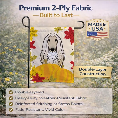 Vista 5 de Caroline's Treasures BB2050GF - Bandera decorativa para jardín de Acción de Gracias con sabueso afgano para patio exterior, jardín, jardín