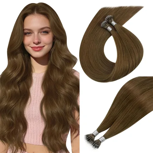 Vista 23 de Easyouth Extensión de cabello humano rubio con cola de caballo, extensiones de cabello humano rubio dorado con reflejos rubios, extensiones