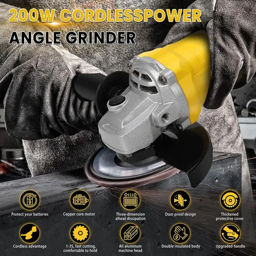 Vista 2 de Amoladora angular inalámbrica para batería Dewalt de 20 V máximo, amoladora sin escobillas de 10000 rpm, herramientas eléctricas con muelas y mango