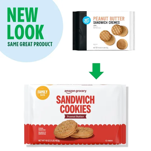 Vista 4 de Amazon Grocery, Galletas de sándwich de mantequilla de maní, 1 libra (anteriormente Happy Belly, el empaque puede variar)