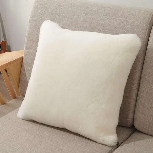 Vista 15 de LLB Fundas de almohada de lana de oveja auténticas para sofá, fundas de almohada decorativas y esponjosas cuadradas, fundas de almohada de 18x18