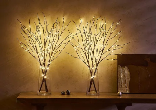 Vista 2 de Fudios Rama Iluminada Enchufable con Temporizador Ramas de Sauce con Luces de Hadas para Florero Ramita de 32 Pulgadas 150 LED Decoración de Fiestas