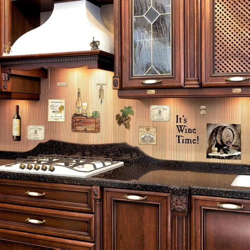 Vista 4 de 8 hojas de calcomanías de pared para botella de vino, calcomanías de pared de frutas de uva, decoración de cocina, calcomanías de cata de vinos