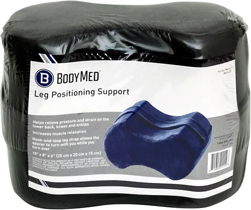 Vista 2 de BodyMed - Almohada de apoyo para posicionamiento de piernas y rodillas, 10 x 8 x 6 pulgadas, color azul, contorno de cuña de espuma para personas