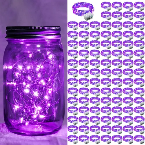 Vista 27 de Paquete de 6 luces de hadas a pilas con temporizador remoto, 8 modos de iluminación, 7 pies, 20 luces LED impermeables para Halloween, Navidad