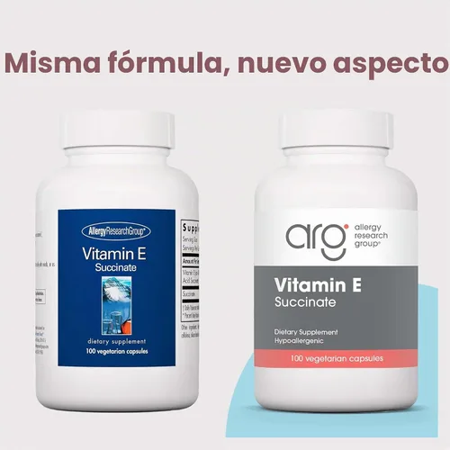 Vista 3 de Allergy Research Group Succinato de Vitamina E 400 Iu 100 Cápsulas Vegetales