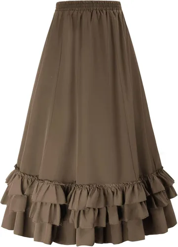 Vista 3 de Women Gothic Dress Medieval Dark Black Court Cake Skirt Swing Party Gowns Layer Princess Costume Renaissance Dress