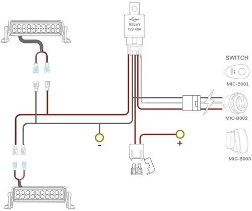 Vista 6 de Mictuning - Kit de arnés para barra de luz, relé de fusibles e interruptor impermeable.