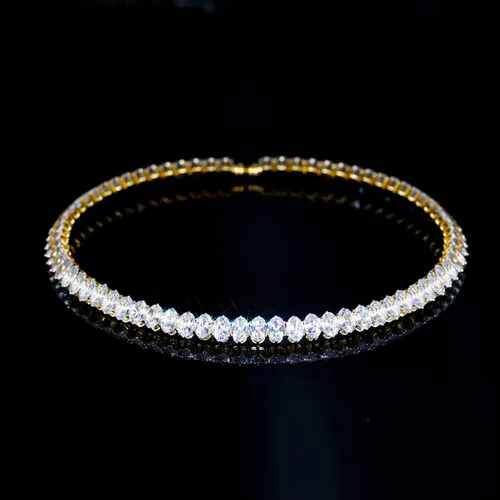 Vista 7 de AiliFe Gargantilla de circonita cúbica para mujeres y mujeres, brillantes diamantes de imitación chapados en oro amarillo, cadena de diamantes