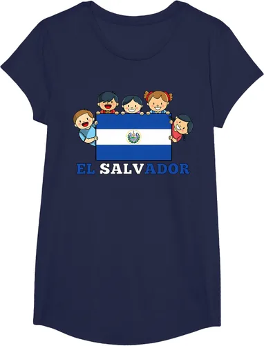 Vista 29 de Camiseta salvadoreña del Mes de la Herencia Hispana con la bandera de El Salvador para niños, Negro