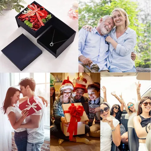 Vista 3 de HPLRZXI Hermosa caja de regalo de rosas con collar para mujeres, día de la madre, boda, fiesta en casa, regalos de rosas para mujeres, abuela, día