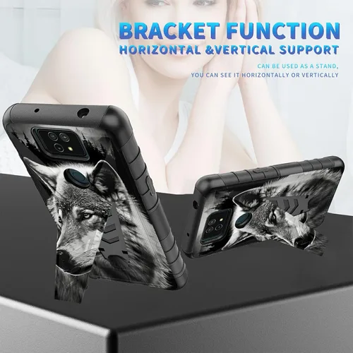 Vista 58 de Funda para AT&T Maestro Max 2021/Cricket Ovation 2 con protector de pantalla de vidrio templado, funda resistente con función atril integrada