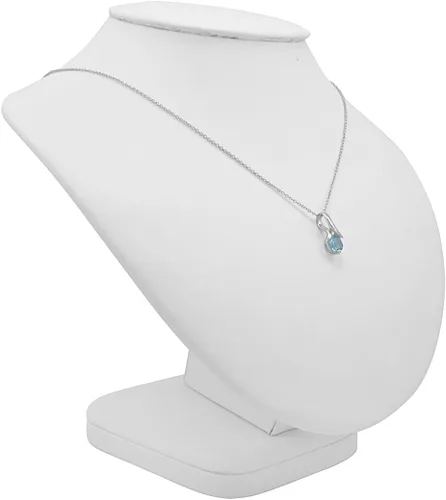 Vista 2 de Collar con colgante de piedra preciosa solitario en plata de ley sobre una cadena de 18 pulgadas, colgante de topacio azul suizo o amatista