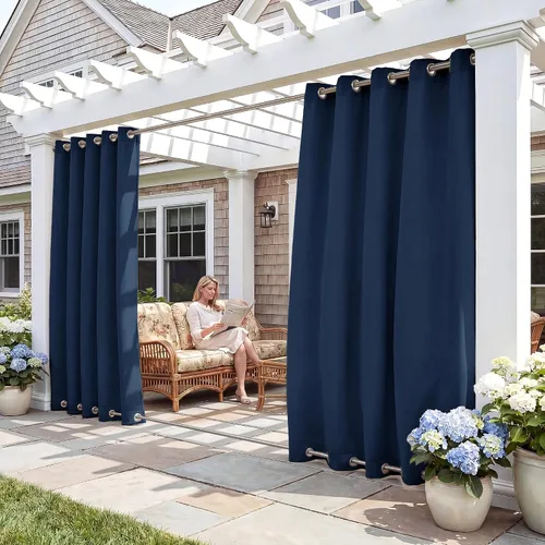 Vista 22 de RYB HOME Cortinas resistentes al viento para exteriores, cortinas opacas impermeables con aislamiento térmico para patio, porche, glorieta, pérgola