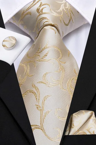 Vista 2 de Hi-Tie Juego de corbatas de seda para hombre, corbata de lazo y bolsillo cuadrado con clip de corbata plateado o pin de solapa
