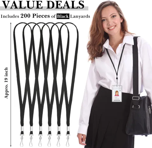 Vista 2 de Epakh 200 cordones para identificación con nombre y credencial para el cuello, con clips, correas para el cuello para oficina, escuela, enfermeras