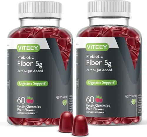 Vista 10 de Viteey Gomitas de fibra prebiótica para adultos, 0.18 oz - Gomitas de suplemento de fibra soluble digestiva y salud intestinal - Cero azúcar