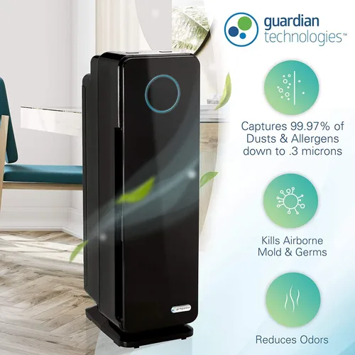 Vista 2 de Germ Guardian - Purificador de aire con filtro HEPA verdadero, desinfectante de luz UV, elimina gérmenes, purificador de aire para el hogar