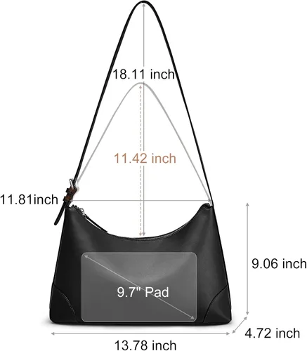 Vista 3 de S-ZONE Monederos de cuero genuino para mujer, bolso de hombro, bolsos de mano, correa ajustable