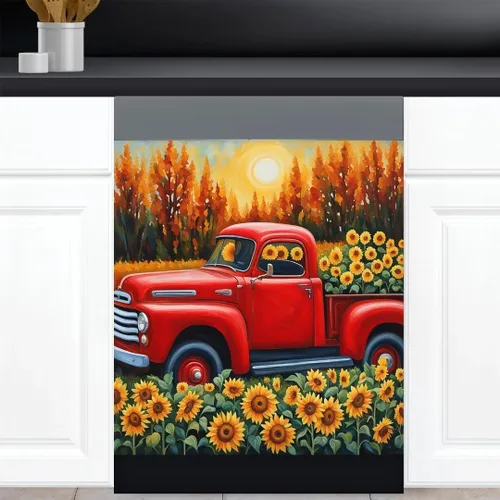 Vista 16 de Calcomanía magnética de vinilo para lavavajillas con diseño de florero de granja rústica, diseño floral para decoración del hogar, cubierta