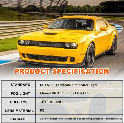 Vista 6 de Nixon Offroad Juego de luces antiniebla con bombilla LED para Dodge Charger 15-19 y Chrysler 300/17-20 Chrysler Pacifica/14-21 Jeep Grand Cherokee