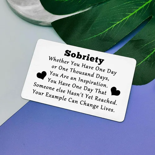 Vista 5 de Regalo de recuperación de adicciones para mujeres y hombres, tarjeta de inserción de billetera de metal, regalo de sobriedad, regalo de recuperación