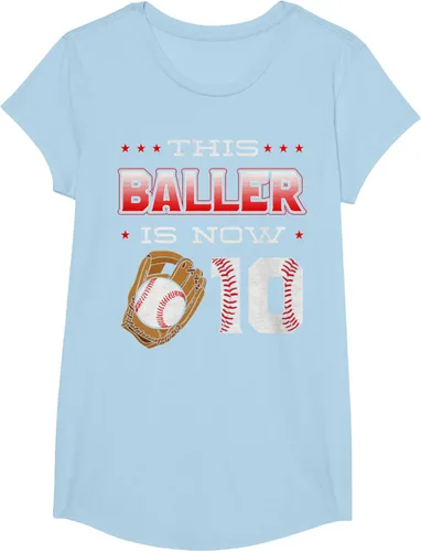 Vista 21 de This Baller Is Now 10 - Camiseta de béisbol para fiesta temática de cumpleaños número 10, Negro