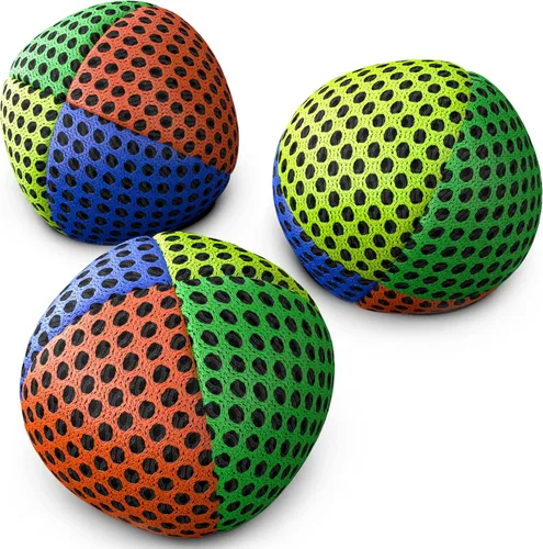 Vista 16 de speevers Juego de 3 pelotas de malabarismo para principiantes y profesionales, 14 colores disponibles, 2 capas de red y estuche de transporte, bolas