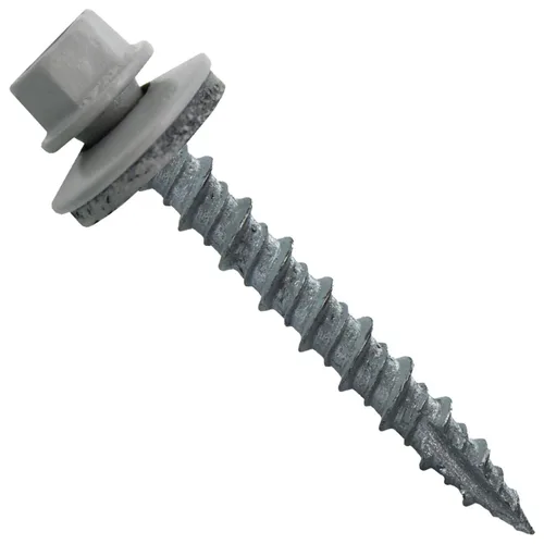Vista 70 de 10 tornillos para techos de metal gris ABC de 1-1/2 pulgadas, cabezal de arandela hexagonal, arranque automático/roscado, arandela EPDM. 1 bolsa