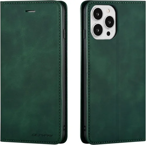 Vista 75 de QLTYPRI Funda tipo cartera para iPhone Air, 3 tarjeteros, color negro Funda de piel sintética de alta calidad, cierre magnético, soporte