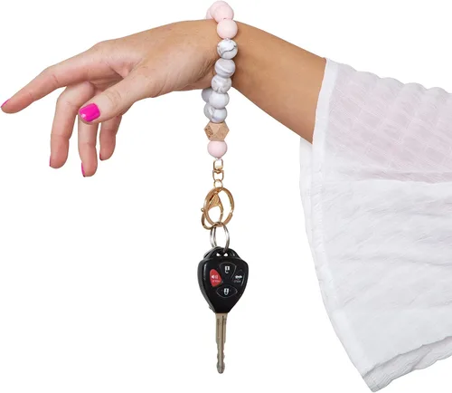 Vista 5 de Dizzy Creek Designs Llavero de silicona para mujer, llavero único y elegante con cuentas