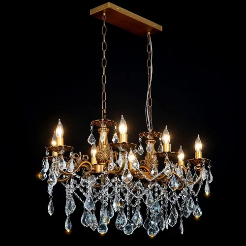 Vista 5 de Candelabros de Cristal Contemporáneos Lámpara Colgante de Isla 8 Luces Colgante de Vela Rectangular Lámpara de Techo para Comedor, Sala de Estar
