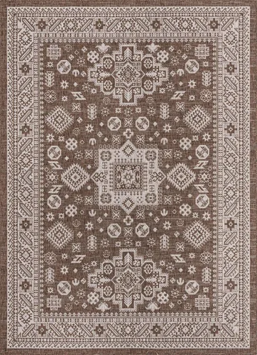 Vista 26 de Unique Loom Outdoor Aztec Collection Alfombra de área, Chalca (5 pies 3 pulgadas, octágono, aguamarina/marfil)
