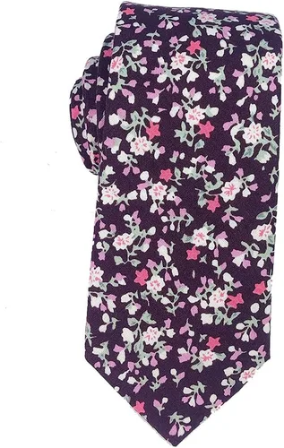 Vista 23 de Corbata de algodón floral para hombre, corbata delgada impresa de 2.56'' 01-Bean Pasta Rosa