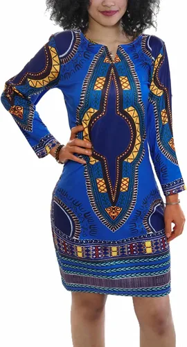 Vista 3 de Vestido de verano bohemio con cuello en V para mujer, estilo étnico, estampado africano