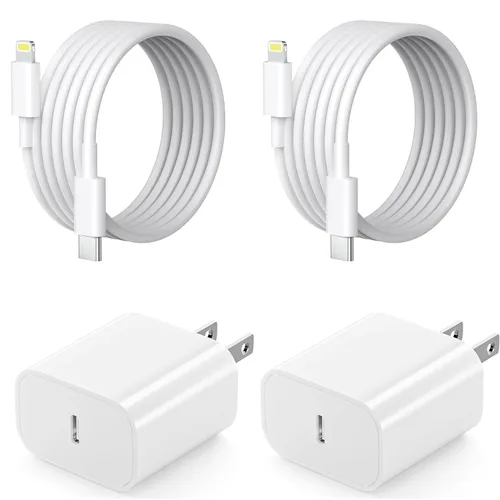 Vista 9 de Cargador para iPhone de carga rápida, [certificado Apple MFi] Paquete de 2 cables USB C a Lightning de carga rápida de 20 W, adaptador de cargador