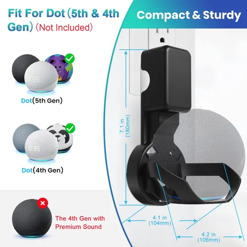 Vista 2 de Soporte de pared para Echo Dot 5ª generación (versión 2022), colgador de salida para Echo Dot de 5ª y 4ª generación, accesorios Dot 5 que ahorran