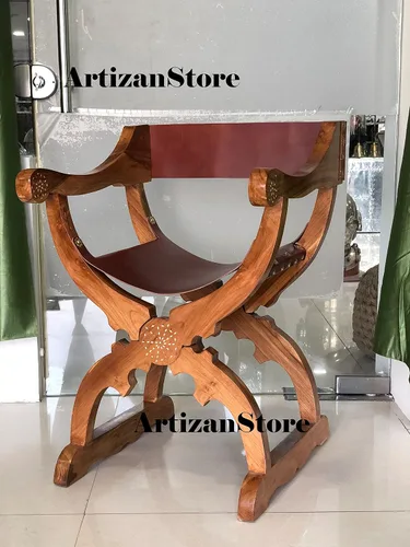 Vista 8 de ARTIZANSTORE Muebles de madera antiguos medievales Savonarola para decoración del hogar y la oficina