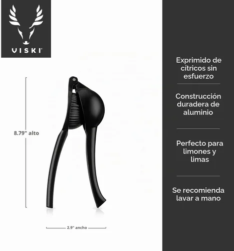 Vista 3 de Viski Exprimidor de cítricos negros, exprimidor de cítricos, exprimidor de limón para cócteles, accesorios de bar, exprimidor de lima negro mate