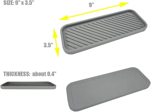 Vista 5 de 1 soporte de esponja de silicona, bandeja para fregadero de cocina, baño, ducha, jabonera, dispensador organizador de cepillos para botellas (gris)