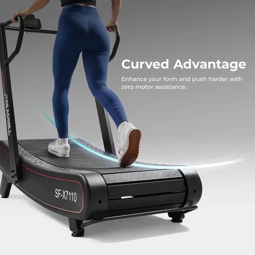 Vista 2 de Sunny Health & Fitness Smart Curved Manual Treadmill, Non-Motorized Self-Powered Running Machine, Heavy-Duty Commercial-Grade Endurance Training