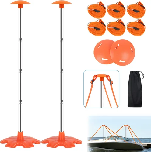 Vista 12 de Sistema de postes de soporte para cubierta de barco, postes ajustables de aluminio para cubierta de barco de 16 a 59 pulgadas, sistema de soporte