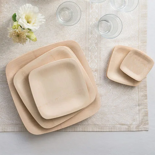 Vista 8 de Bambu Paquete de platos de bambú desechables de 100 a 5 pulgadas, productos biodegradables ecológicos, platos desechables de bambú para fiestas