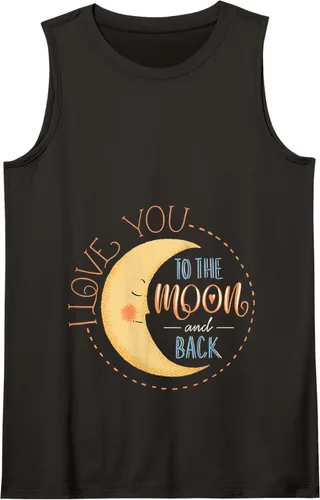 Vista 17 de Camiseta con texto en inglés "I Love You To the Moon And Back Tank Top Negro