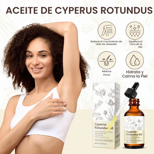 Vista 2 de Cyperus Aceite de reducción de cabello (paquete de 2) – Fórmula botánica natural para reducir el crecimiento no deseado del cabello, aceite corporal