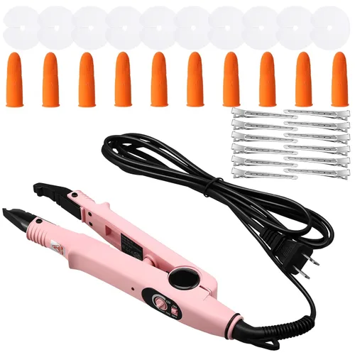 Vista 9 de Extensiones de Cabello Plancha de Fusión Extensiones de Cabello de Queratina Herramienta de Calor Varita Conectora de Calor con Protector