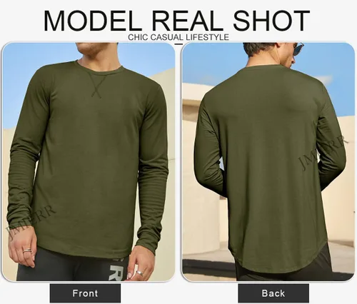 Vista 5 de JMIERR Mens 3 Pack Cotton Hipster Hip Hop Longline Crewneck T-Shirt