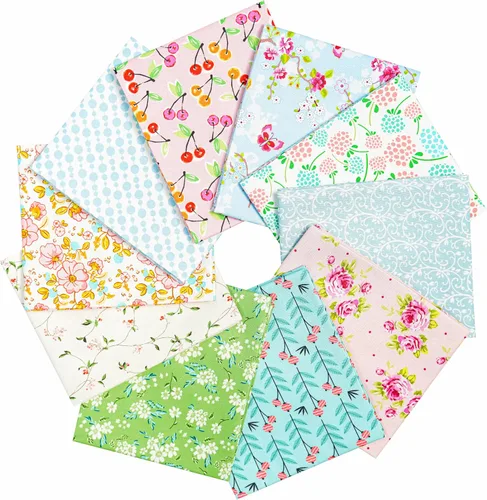 Vista 10 de Craftido -25 Opciones- Paquetes de Tela de Acolchado 100% Algodón 10pcs Fat Quarters 18"x21"-Peso Mediano 5.2 oz- Algodón Suave para Acolchado